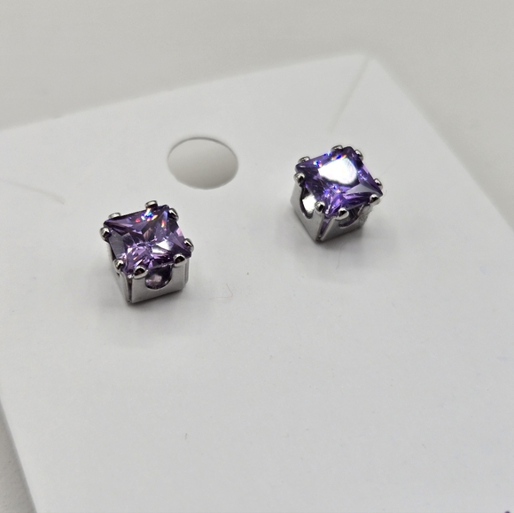Swarovski Elements Amethyst Purple Silver Earrings Swarovski Crystals Prom - Picture 3 of 5